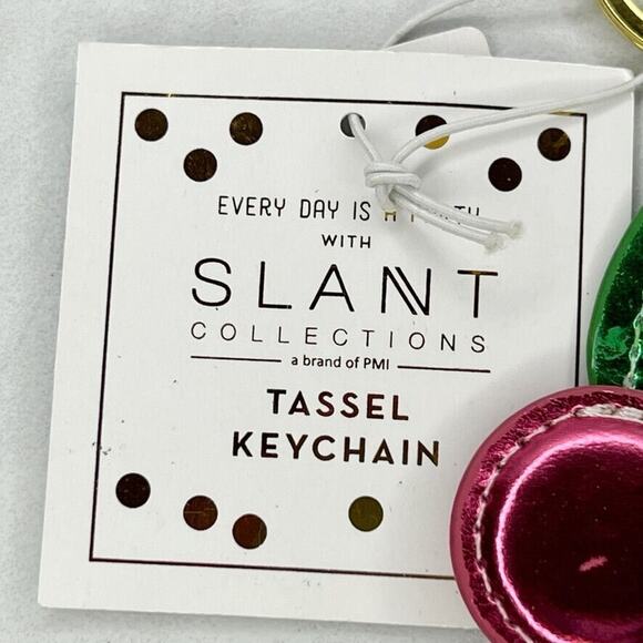 Slant Collections Metallic Cherry Tassel Keychain Keyring - Picture 3 of 12